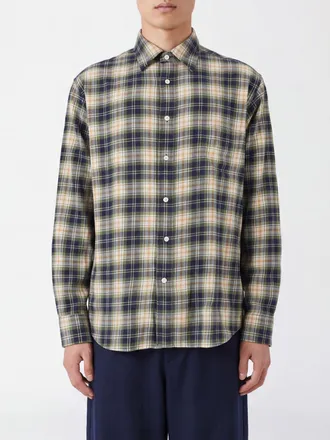 Aspesi Camicia relaxed fit a quadri check in cotone con collo francese