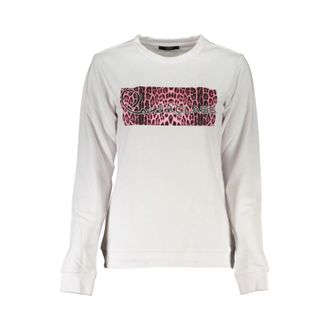 Cavalli Print Logo Sweatshirt - Dames - Sweatshirts - Wit - 2XL - Katoen - Hoodies & sweatvesten