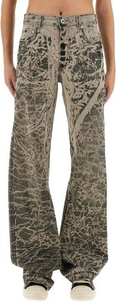 Rick Owens Black Printed Relaxed Mid Rise Jeans