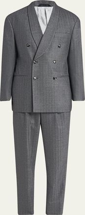 Giorgio Armani Mens Heritage Line Chevron Wool and Cashmere Double-Breasted Suit