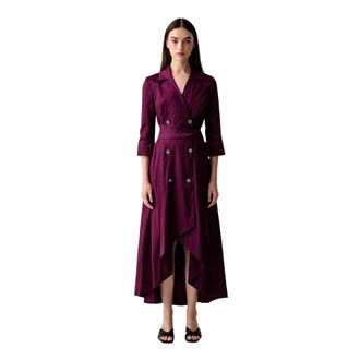 Joseph Ribkoff Kleedjes, Dames, Paars, 4Xl, Leer, Stretch Taffeta Wikkeljurk met Pasvorm en Flare