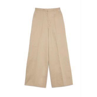 Roy Rogers Wide Trousers, female, Beige, Size: W27 Pantalone in cotone dritto