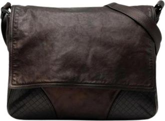 Bottega Veneta Pre-owned Vintage Intrecciato Messenger Bag - Heren - Vintage Schoudertas - Bruin - ONE Size - Leer - Vintage