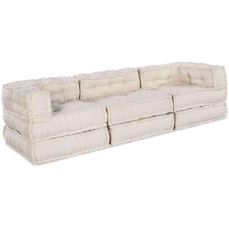vidaXL Sof&aacute; Modular 3 Pcs Crema Tela