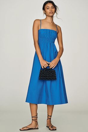 Maeve 100% Cotton Ruched Midi Dress