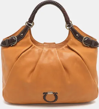 Ferragamo Gancini Tan Leather Hobo