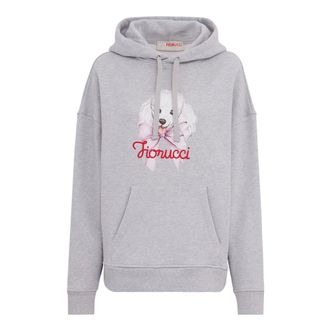 Fiorucci Hoodies, female, Gray, Size: XS Poodle Logo Print Relaxed Hoodie