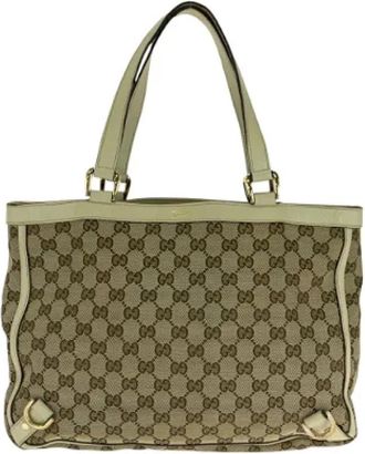 Gucci Pre-owned Tote Bags, female, Beige, Size: ONE SIZE Pre-owned Canvas totes
