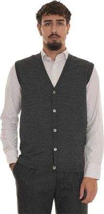 Hindustrie Merino Wol Gebreid Vest met Paremoer Knopen - Heren - Bodywarmers - Zwart - 3XL - Wol - Jassen