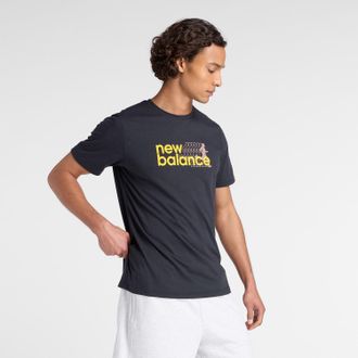 New Balance Trainingsshirt NEW BALANCE Heathertech Graphic T-Shirt 2 BLACK, Herren, Gr. XL, schwarz (schwarz (001)), Obermaterial: 65% Polyester, 35% Baumwolle, S