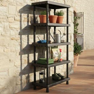 Dmora Estante De 4 Hojas En Polipropileno, Estantes Multiusos Para Interiores O Externos, 100% Made In Italy, 72x35h165 Cm, Color Antracita, Con Embalaje Re