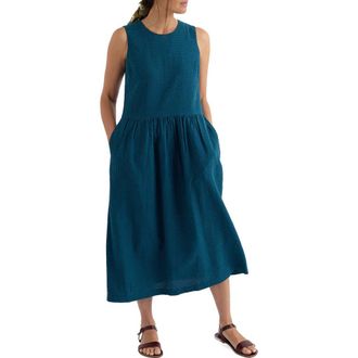 Seasalt Cornwall Brouse Gingham Sleeveless Organic Cotton Midi Dress in Gingham Sea Cave at Nordstrom, Size 16 Us