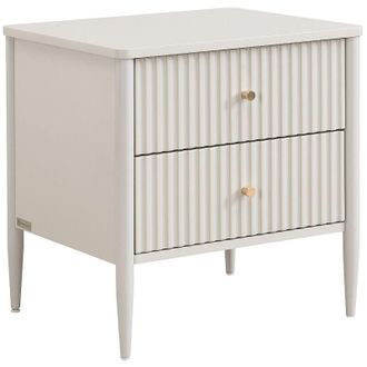 Vente-Unique Comodino 2 cassetti MDF - Beige e dorato - CALITARO