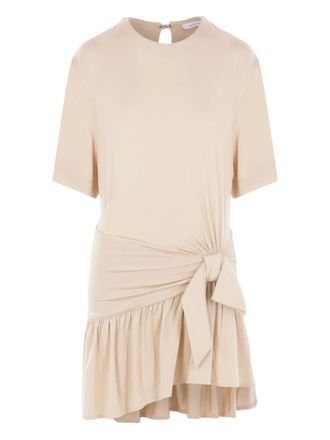 Paco Rabanne Jurk met ruches en strikdetail - Beige