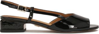 Kazar Lage sandalen met lage hak van lakleer - Dames - Sandalen met hakken - Zwart - 40 EU - Leer - Schoenen