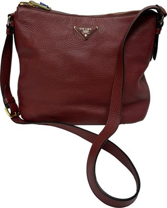 Prada Prada Vitello Daino tas in rood leer