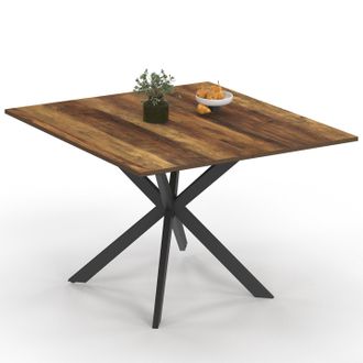 IDMarket Idmarket - Tavolo Da Pranzo Quadrato Alix Per 8 Persone Con Gambe Hawkins In Legno Scuro E Ragno Nero 110 Cm