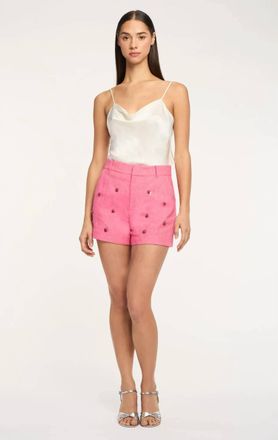 Cinq &agrave; Sept Wildflower Paillette Tora Shorts In Azalea
