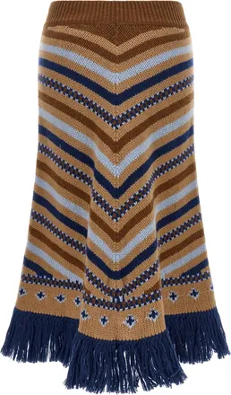 Alanui Womens Multicolor Virgin Wool Midi Skirt