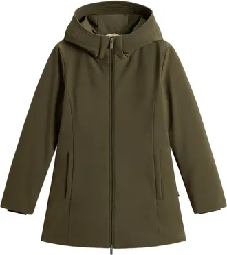 Woolrich hooded zip-front parka - women - Polyester/Elastane/Polyamide/Feather/Duck Down - M - Green