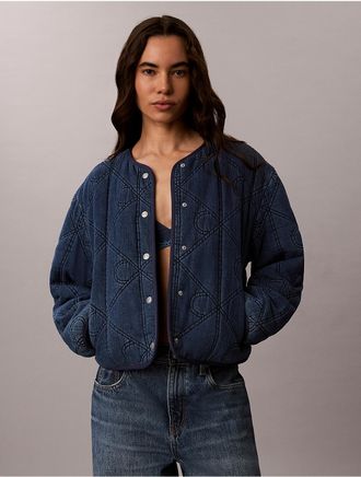 Calvin Klein Jeans Calvin Klein Womens Emblem Logo Cotton Quilted Liner Jacket - Blue - XL