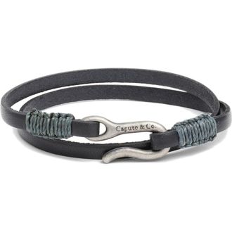 Caputo & Co. Leather Double Wrap Bracelet in Black at Nordstrom