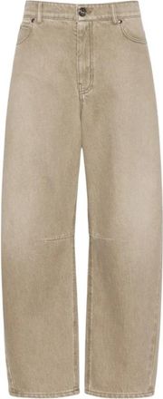 Max Mara Barrel Leg Jeans - Dames - Loose Fit Jeans - Beige - XS - Katoen - Jeans