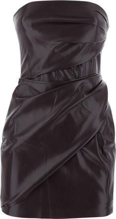 Andamane Bordeaux Dress With With All-over Drapes In Tech Fabric Woman