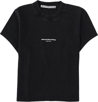 Alexander Wang Cropped Short-Sleeve Cotton Logo T-Shirt
