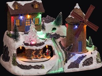 F&eacute;&eacute;ric Lights & Christmas F&eacute;&eacute;ric Lights And Christmas - Molino Musical Animado Pueblo De Navidad 15 Leds + Transformador - Feeric Lights & Christmas