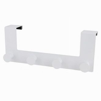 Trade Shop Trade Shop - Appendiabiti Da Porta Con 4 Ganci 27x11.5cm Bianco Per Asciugamani Vestiti 87781