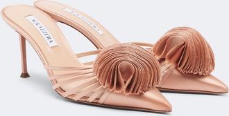 Aquazzura Wild Bloom floral-appliqu&eacute; satin mules