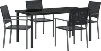 vidaXL Conjunto De Comedor De Jard&iacute;n 5 Pcs Negro Polirat&aacute;n Vidaxl