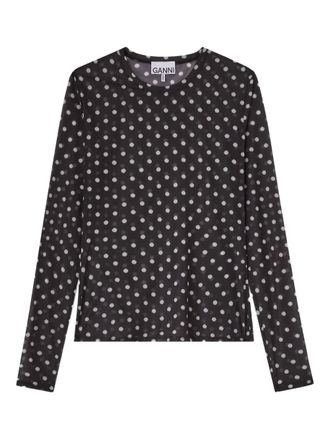 Ganni polka-dot top - women - Fabric - 40 - Black