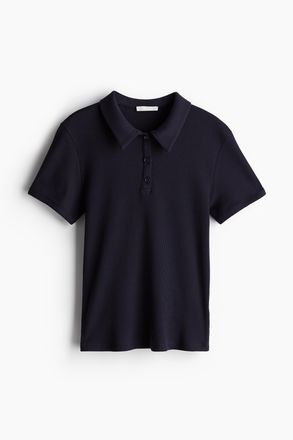 H&M Geripptes Poloshirt - Blue