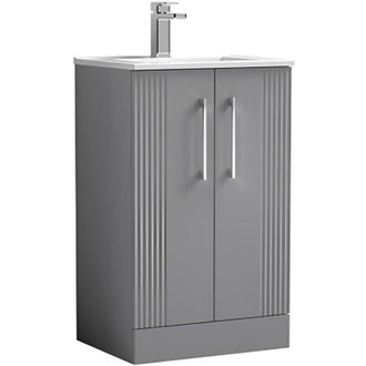 Nuie Nuie - Deco Floor Standing 2-Door Vanity Unit with Basin-2 500mm Wide - Satin Grey