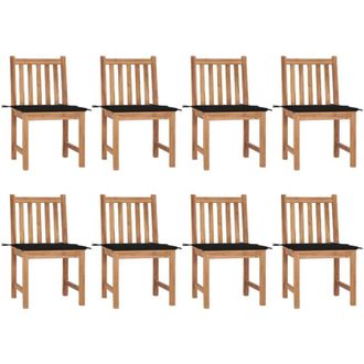 vidaXL Sillas De Jard&iacute;n 8 Unidades Madera De Teca Con Cojines Vidaxl
