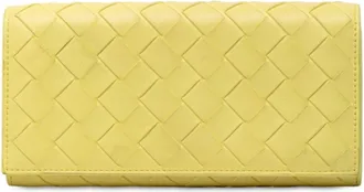 Bottega Veneta Yellow Leather Long Wallet (Bi-Fold) (Pre-Owned)