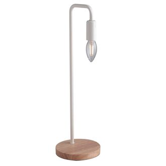 Luce-Ambiente-Design Sushi Table Lamp in White Metal with Wooden Base