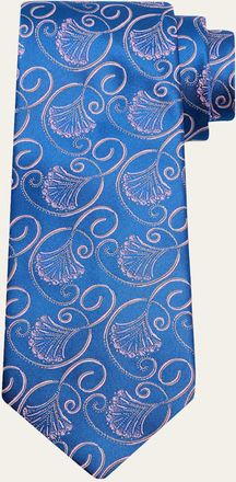 Charvet Mens Curly Floral Silk Tie