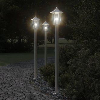 Berkfield Home Outdoor Floor Lamps 3pcs Silver 120 cm Stainless Steel