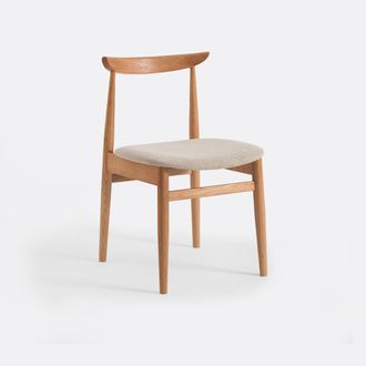 La Redoute Interieurs Massief eiken stoel, zitting van structuurstof, ELLIO