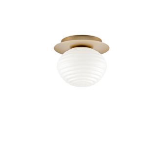 Luce-Ambiente-Design Plaf&oacute;n Ripple en Metal Oro con Difusor de Vidrio Blanco 20 Cm