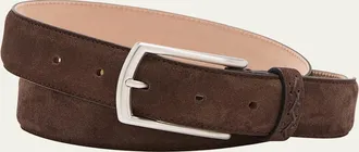 Ermenegildo Zegna Mens Triple Stitch Leather Belt
