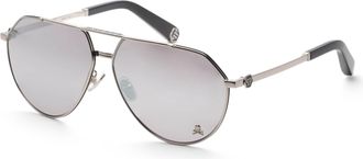 Philipp Plein Philipp Plein Mens 64mm Silver Sunglasses