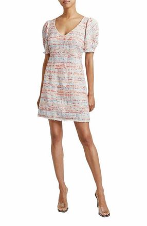 Santorelli BIANCA Tweed Shift Dress with Puff Sleeves in Shell at Nordstrom, Size 14