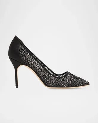 Manolo Blahnik 90mm BBLA Dot Mesh Pumps