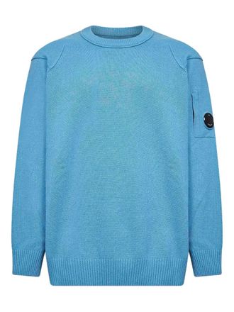 C.P. Company lens-pocket crew-neck sweater - men - Wool/Polyamide - 3XL - Blue