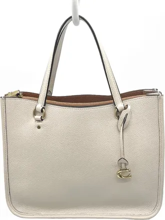 Coach Beige Gold Leather Shoulder Bag Tote Bag (Pre-Owned)