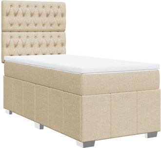 vidaXL Cama Box Spring Con Colch&oacute;n Tela Color Crema 80x200 Cm Vidaxl